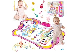 Gralal Tapis Musical Licorne Jouet Fille 1 2 Ans, Tapis De Jeux à 3 en 1avec 8 Instruments Fonction D'enregistrement Jouet Enfant Bebe 1 2 Ans, Cadeau Enfant Bebe Fille1 2 Ans Jeux Bebe Educatif 1 an
