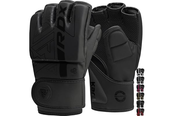 RDX MMA Gants d'entraînement, Maya Hide Cuir, Kara Boxe Mitaines pour Grappling Sparring, Ventilé Paume, Protection Poignet Main, Kickboxing Muay Thaï Arts Martiaux Cage Combat Gloves, Homme Femme