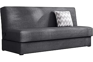 ‎MIRJAN24 Mirjan24 Schlafsofa Adela Mini mit Bettkasten, 3 Sitzer Sofa, Farbauswahl, Bettsofa, Couch mit Schlaffunktion, Polstersofa, Schlafsofa, Couchgarnitur (Enjoy 24 + Zickzack Grau)