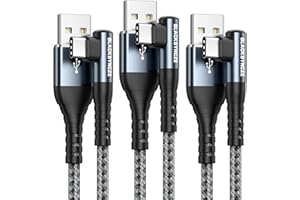 BLACKSYNCZE Cable USB C [3Pack 1M+1M+2M] 3,1A Cable USB Tipo C 90 Grado Nylon Cable Cargador Tipo C Carga Rapida para Samsung Galaxy S23 S22 S21 S20 S10 S9, Huawei P40 P30, Mate 40, Pixel 7, Gris