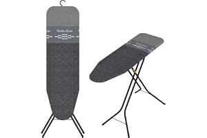 Rörets - Strykbräda Pulse Black - Parkeringszon & Turbozon för snabbare strykning - Dual Action bomullsöverdrag med krok för upphängning - 108 x 32 cm Strykyta