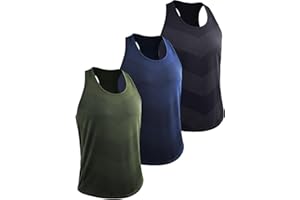 Cadmus Men's 3 Pack Gym Muscle Vest Running Dry-Fit Sleeveless Y-Back Tank Top Training Fitness Shirts