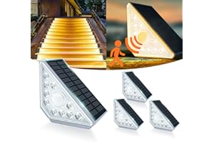 MEDOYOH 4PCS Solar Treppenbeleuchtung Aussen mit Bewegungsmelder, Warmweiß Licht Solartreppenleuchten IP44 Wasserdicht 800mAh für Gartenstufen Deck Terrasse Haustür Zaun
