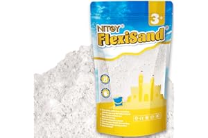 NiToy FlexiSand Sable de jeu, 1 kg, ne sèche jamais - Pour enfants de 3 ans et plus - Recharge en vrac pour jouets sensoriels - Idéal pour façonner, presser et mouler - Blanc