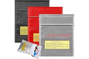 Pavlleen 3 Stück Feuerfest Wasserdicht Safe Bag, Feuerfeste Akku Tasche, Lipo Sicherheitstasche, Explosionsgeschützte Dokumententasche, Kleine Tasche für Batterie, Pass, Schmuck, Bargeld