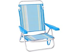 Creaciones Llopis Silla de Playa Baja Plegable Reclinable y Convertible en Tumbona 4 Colores Disponibles (Rayas Verde)