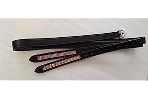 Cwell Equine PINK Crystals Bling Stirrups Black Leathers (48" Black)