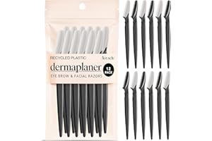 Kitsch Rasoir Dermaplane pour femmes et hommes – Rasoirs visage, tondeuse à sourcils et rasoir visage – Rasoir exfoliant visage et outil de soin pour une peau plus lisse – Noir, 12 pièces