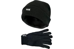THMO Mens Thinsulate Hat and Gloves Set Acrylic Knitted Hat & Gloves for Winter
