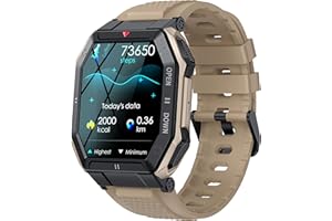 FINDTIME Militär Uhr Smartwatch Herren Armbanduhr mit Telefonfunktion 1,85 Zoll IP68 Wasserdicht Sportuhren Outdoor Tactical Watch Military Smartwatches Schwarz Fitnessuhr mit Blutdruckmessung Schrittzähler