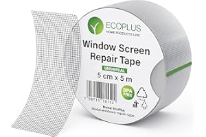 FRALECOPLUS ECOPLUS - Nastro Adesivo Ripara Zanzariere in Fibra di Vetro Nero 50mm x 5m – Nastro per Zanzariera Rotta – Resistente, Facile da Applicare – Per Riparazione Zanzariere e Insetti Fuori Casa