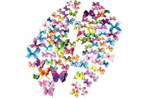 FFWHKON 120PCS 3D Colorful Butterfly Wall Stickers, Butterfly Wall Decals, Removable Butterflies DIY Art Decor Crafts for Party Offices Bedroom Room Sticker Set