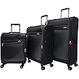 TRACK THE COMPLETE TRAVEL SYSTEM Luggage Set - Soft Shell Lightweight Expandable Suitcase - Bag with 4 Double Wheels (19/24/28 Inches) (Black)