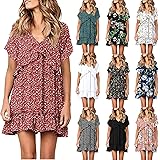iikey Vestito Donna Estivo Casual Abito Corti Etnico, Vestiti da Cocktail Donna, Vestiti Casual Donna Estivi Maniche Svasate 