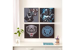Idea Nuova Marvel Black Panther - Juego de 4 lienzos cuadrados para pared, 11 x 11 pulgadas cada uno
