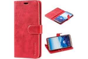 Mulbess Funda para Huawei Mate 10 Pro, Funda Cartera Huawei Mate 10 Pro, Funda Libro para Huawei Mate 10 Pro con Tapa, Vino Rojo