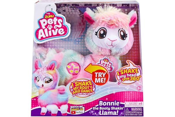 ZURU - PETS ALIVE - BONNIE Le Lama - Lama en peluche - Peluche Interactive - Bouge au rythme de la musique - Arc en Ciel - 9518