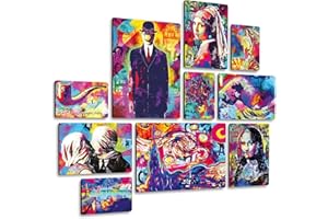 Giallobus - Ensemble de 10 peintures Multi-Panneaux - Pop Art 1 - Bois MDF - | 2 x 42x29,7cm | 4 x 29,7x21cm | 4 x 21x14,85cm | - Prêt à accrocher - Tableaux d'intérieur Modernes