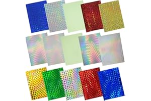 SHADDOCK FISHING Holographische Folie - selbstklebende, glänzende Angelköder. Reflektierend, DIY-Material, Material für das Fliegenfischen., Mixed Laser sticker(15pcs)