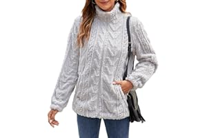 Zetieny Sudadera para Mujer Caliente y Esponjoso Tops Chaqueta Casual de Invierno Hoodie de Manga Larga con Cremallera y Bolsillos