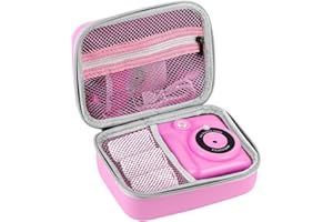 Auauraintt Funda para cámara infantil, para Uleway, GlobalCrown, Gofunly, GREPRO, Mini cámara digital, caja de almacenamiento para cables, tarjeta de memoria y accesorios (solo funda) (rosa)