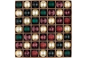 ‎VALERY MADELYN Valery Madelyn Weihnachtskugeln, 49 Stück 3cm Bruchsichere Christbaumkugeln Weihnachtskugel, Christbaumschmuck mit Aufhänger(Rot Grün Gold)