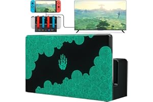 PALPOW Switch TV Dock, Dock Switch Compatible con Nintendo Switch/OLED Cargador de Joypads, Base Switch con 4K/1080P HDMI, Carga Docking Station Multifuncional 7 Colores LED/Puertos USB 3.0, Negro