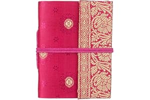 PAPER HIGH Carnet Sari fait à la main | Mini 8 x 10,5 cm | Papier recyclé non ligné | Carnet de poche et agenda | Cadeau de papeterie indienne