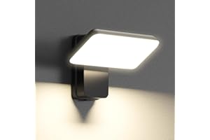 brightower Außenlampe, LED Wandleuchte Aussen, Wasserdicht IP65 aussenlampe wand, Wandleuchte Innen/Außen mit Schwenkbar LED Panel, Warmweiß 3000K Außenwandleuchte für Garten Terrasse, Schwarz