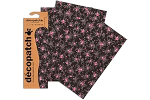Clairefontaine C565O Decopatch Papier, 3er Pack Schwarz mit Rosa Streublümchen