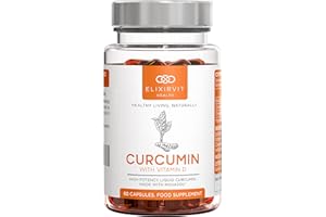 Elixirvit Cúrcuma Curcumina líquida con vitamina D, 185 veces más biodisponible que la cúrcuma/curcumina típica – Absorción inmediata – Potente curcumina NovaSOL, 60 cápsulas