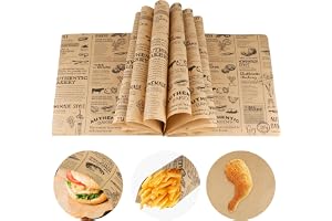 120 ark Deli-pappersblad livsmedelsförpackning 25 x 25 cm engångs fetttätt papper, pommes frites, ostpapper, vaxpapper för sm