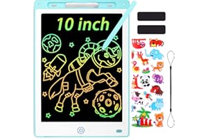 Sofore LCD Writing Tablet for Kids, 10 inch Colorful Screen Kids Drawing Board Doodle Pads Kid's Toys Birthday Present for 3 4 5 6 7 Girls Boys Learning Toys, Free Animal Cartoon Stickers (Blue)