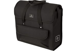 FastRider Luxe Shopper Borsa Bici per Portapacchi, Borsa Bici Posteriore Laterali 23L, Riflettente, Facile da Montare, Materiale Ecologico Re Think - Nero - 23L