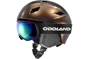 Odoland Kit de Casque de Ski avec Lunettes de Ski, Casque de Snowboard pour Hommes Femmes Adolescents Enfants, Casque de Ski réglable et Protection UV400 Lunettes de Ski