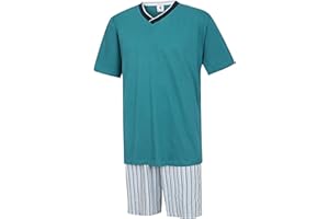 Moonline nightwear Herren Schlafanzug kurz 100% Baumwolle Herrenschlafanzug Shorty Herren Kurzer Schlafanzug Herren Shorty Pyjama kurz Nachtwäsche Herren in den Größen M L XL XXL 3XL