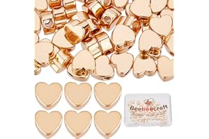 Beebeecraft 50 Stück/Box Herzperlen 18K Vergoldete Herz Zwischenperlen Kleines Loch Metall Lose Perlen Für DIY Halskette Armband Ohrring Basteln Hochzeit Valentinstag Muttertag