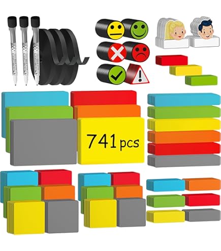 YOURGANIZE® Magneetstrips beschrijfbaar, 80 stuks, 60 x 20 mm, magneetborden om op te schrijven, voor koelkast, whiteboard en schoolbord