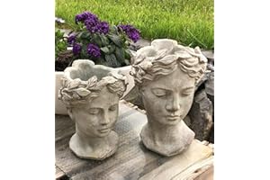VEASION villa-lilla Frauenkopf Pflanzschale Büste Frau Pflanzbüste Deko Schale Pflanzgefäß 27cm