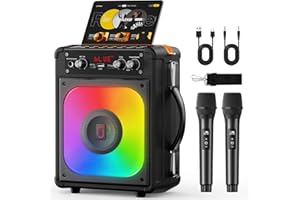 HWWR Karaoke Machine 2 Microphones, Portable Bluetooth Speaker with PA System for Adults, Karaoke Speaker for Parties and Gatherings, Supports TWS, USB, TF, AUX and TV Connected