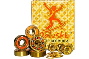 Naivskb Skateboard Bearings 8mm 8 Pack w/Locknuts Washers Skateboards Longboards Cruisers Surfskates Scooters Roller Skates (Golden Orange)