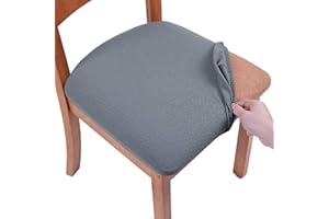 smiry Stretch Chair Seat Covers for Dining Room, Grey Set of 4 Jacquard Dining Chair Seat Protectors Chair Slipcovers