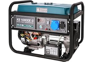 K&S KÖNNER&SÖHNEN Groupe électrogène gaz-essence KS 10000E G, generateur de courant puissance maximale 8000 W, 230V, moteur EURO-V, power station a affichage LED, generateur electrique essence, enroulement cuivre.