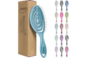 Ninabella Spazzola Capelli Biologica Districante Unica - Pettine per Capelli Ricci, Lisci, Mossi, Asciutti o Bagnati - Non Tira i Capelli e non Causa Doppie Punte - Teal