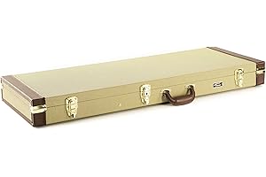 Fame Gitarrenkoffer, wetterfester Formkoffer mit Polsterung für E-Gitarre, Gitarrencase mit Zubehörfach und robuste Metallschnallen, Tweed Case Electric Guitar