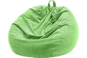 Nobildonna Copertura per poltrona sacco (senza imbottitura), 300 l, grande, lavabile, spessa, morbida, in velluto a coste di alta qualità, imbottito, colore verde, per adulti, ragazzi e bambini