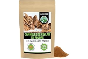 Alpi Nature Cannelle de Ceylan en Poudre 250g, Bâtons de Cannelle Moulus pour la Pâtisserie et la Cuisine