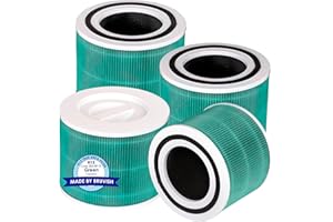 BRUVISH (4 pezzi) Core 300 Filtro di ricambio compatibile con purificatore d'aria LEVOIT Core 300 e Core 300S, filtro H13 True Hepa, filtro HEPA 3 in 1, filtri a carbone attivo, Rispetto al Core 300-RF-TX
