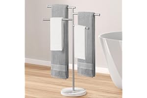 KES Toalleros de Pie Toallas Baño 4 Barras Giratorio con Base de Mármol Toalleros de Baño de Pie Acero Inoxidable 18/8 Toallero de Barra Cepillado, BTH219S4-2