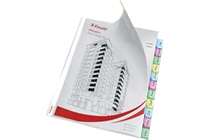 Esselte, Busta trasparente con 12 tasti per raccoglitori ad anelli A4, Cartellina con fori standard impermeabili per 2/3/4 anelli, in PPL lucido, Bustine trasparenti per conservare più fogli, 414170